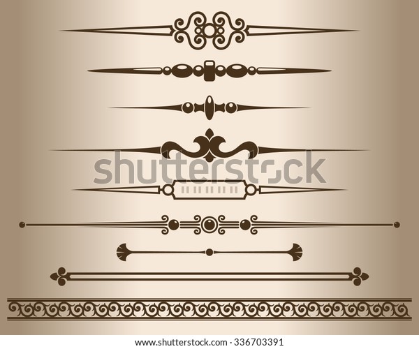 Decorative elements. Decorative line\
dividers and ornaments. Vector\
illustration.