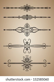 Decorative elements on beige vintage background, vector
