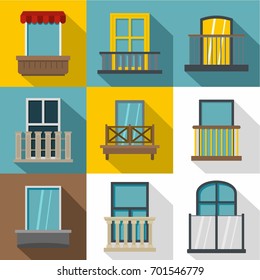 Decorative elements on windows icons set. Flat set of 9 decorative elements on windows vector icons for web with long shadow
