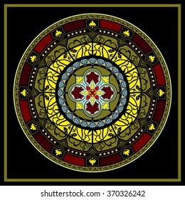 Decorative elements. Orient traditional ornament. Mandala. Oriental and ethnic art theme. Stained-glass window.