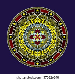 Decorative elements. Orient traditional ornament. Mandala. Oriental and ethnic art theme. Stained-glass window.