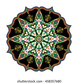 Decorative elements. Orient traditional ornament. Mandala. Oriental and ethnic art theme. Stained-glass window.