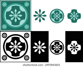 Decorative Elements for Ornaments. Vector Isolated on White and Black Background. Set of Ornaments. Ethnic. Aztec Icons. Tribal Icons. Vector Illustration. Mediterranean Tile. Portuguese Tile.