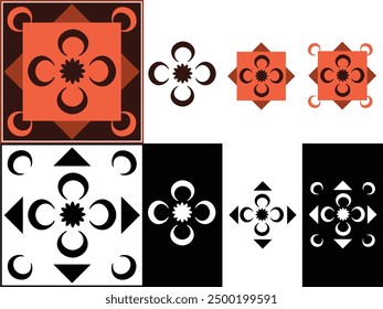 Decorative Elements for Ornaments. Vector Isolated on White and Black Background. Spanish Tile. Ethnic. Aztec Icons. Tribal Icons. Vector Illustration. Mediterranean Tile. Portuguese Tile.