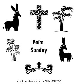 Decorative elements for Palm Sunday isolated on White background. Vector illustration