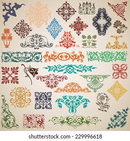 Decorative elements and patterns in the vector