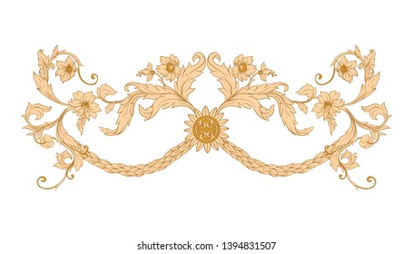 Decorative elements In baroque, rococo, victorian, renaissance style. Trendy frolar vintage pattern.  Vector illustration.
