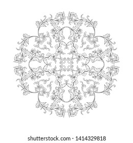 Decorative elements In baroque, rococo, victorian, renaissance style. Trendy frolar vintage pattern.  Vector illustration. Outline hand drawing vector illustration.
