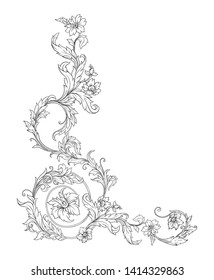 Decorative elements In baroque, rococo, victorian, renaissance style. Trendy frolar vintage pattern.  Vector illustration. Outline hand drawing vector illustration.
