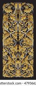 Decorative elements in rococo, victorian, renaissance, baroque, royal style. Vector illustration. Gold on black background.