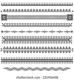 decorative elements set border pattern black white
