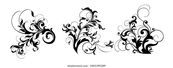 Decorative elements set collection on black colour	