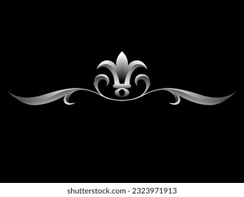 decorative elements with silver and gold gradient on a black background , separator