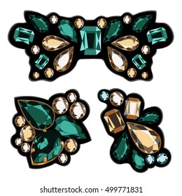 Decorative elements of strass on a white background.
