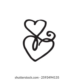decorative elements two hearts with a curl composition vector graphics doodle hand drawn illustration the basis for the design of textiles tableware and printing