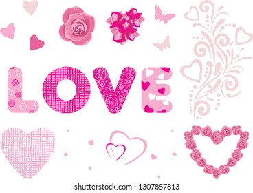 Decorative elements for Valentine's Day design. Vector