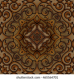 Decorative elements vector color pattern lace mandala on a dark background embossed under the skin