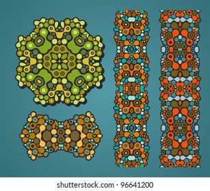 Decorative elements. Vector illustration and seamless patterns.