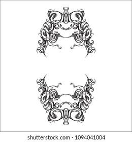 decorative elements in vintage style for decoration layout, framing, for text for advertising, vector illustration hands
