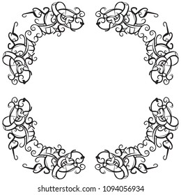 decorative elements in vintage style for decoration layout, framing, for text for advertising, vector illustration hands
