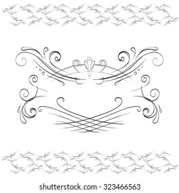 decorative elements in vintage style for decoration layout, framing, for tektsta for advertising, vector illustration hands
