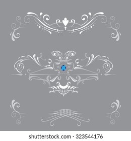 decorative elements in vintage style for decoration layout, framing, for tektsta for advertising, vector illustration hands