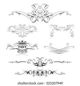decorative elements in vintage style for decoration layout, framing, for tektsta for advertising, vector illustration hands