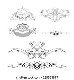 decorative elements in vintage style for decoration layout, framing, for tektsta for advertising, vector illustration hands