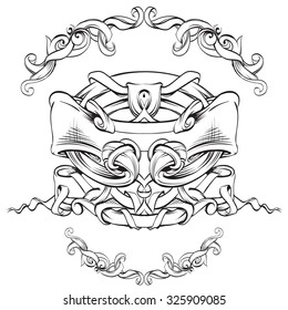 Decorative elements in vintage style for decoration layout, framing, for text for advertising, vector illustration.