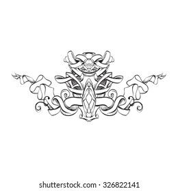 Decorative elements in vintage style for decoration layout, framing, for text for advertising, vector illustration.
