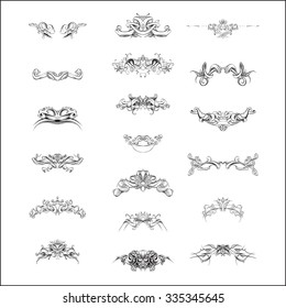 decorative elements in vintage style for decoration layout, framing, for tektsta for advertising, vector illustration hands