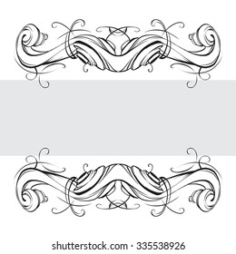 decorative elements in vintage style for decoration layout, framing, for tektsta for advertising, vector illustration hands