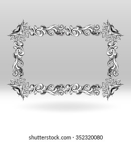 decorative elements in vintage style for decoration layout, framing, for text for advertising, vector illustration hands, set