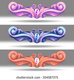 decorative elements in vintage style for decoration layout, framing, for text for advertising, vector illustration hands