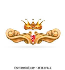 decorative elements in vintage style for decoration layout, framing, for text for advertising, illustration hands, crown
