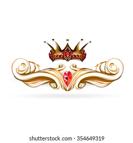decorative elements in vintage style for decoration layout, framing, for text for advertising, illustration hands, crown