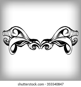 decorative elements in vintage style for decoration layout, framing, for text for advertising, vector illustration hands
