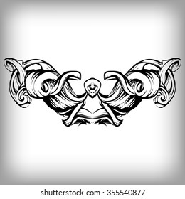 decorative elements in vintage style for decoration layout, framing, for text for advertising, vector illustration hands