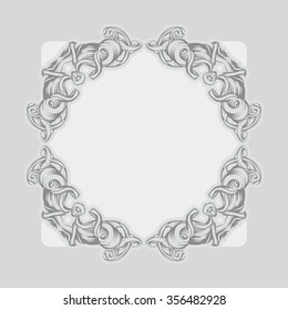 decorative elements in vintage style for decoration layout, framing, for text for advertising, vector illustration hands
