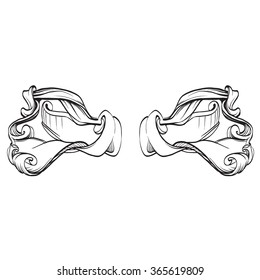 decorative elements in vintage style for decoration layout, framing, for text for advertising, vector illustration hands, ornamental part of the frame