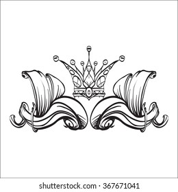 decorative elements in vintage style for decoration layout, framing, for text for advertising, vector illustration hands