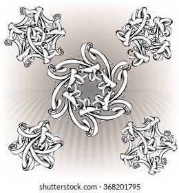 decorative elements in vintage style for decoration layout, framing, for text for advertising, vector illustration hands
