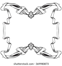 decorative elements in vintage style for decoration layout, framing, for advertising, vector illustration hands