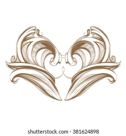 decorative elements in vintage style for decoration layout, framing, for advertising, vector illustration hands