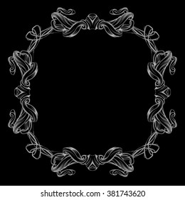 decorative elements in vintage style for decoration layout, framing, for advertising, vector illustration hands