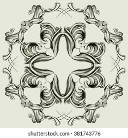 decorative elements in vintage style for decoration layout, framing, for advertising, vector illustration hands