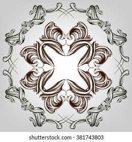 decorative elements in vintage style for decoration layout, framing, for advertising, vector illustration hands