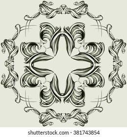 decorative elements in vintage style for decoration layout, framing, for advertising, vector illustration hands