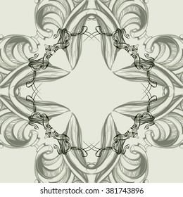 decorative elements in vintage style for decoration layout, framing, for advertising, vector illustration hands