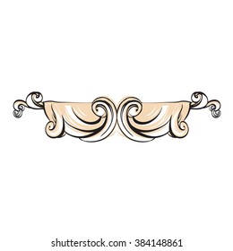 decorative elements in vintage style for decoration layout, framing, for advertising, vector illustration hands